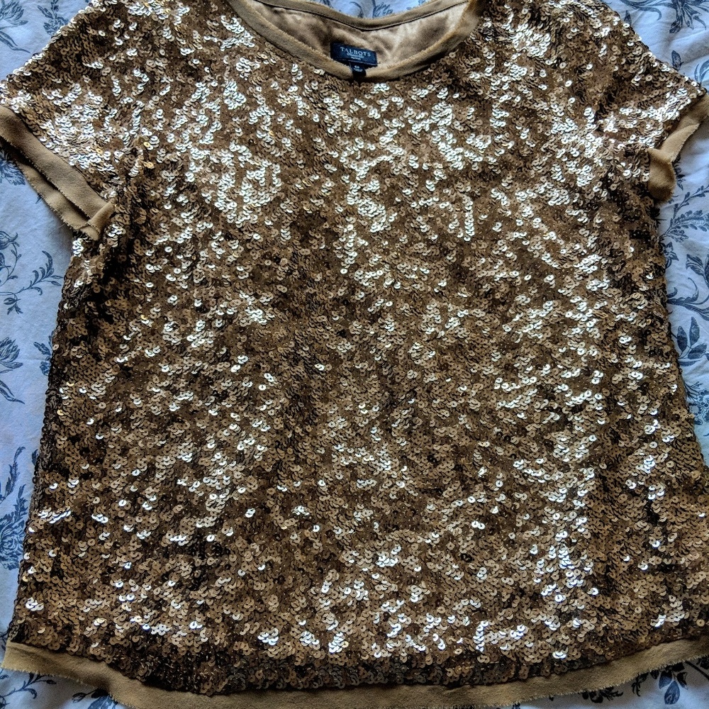 Talbots  Gold Sequin Top
